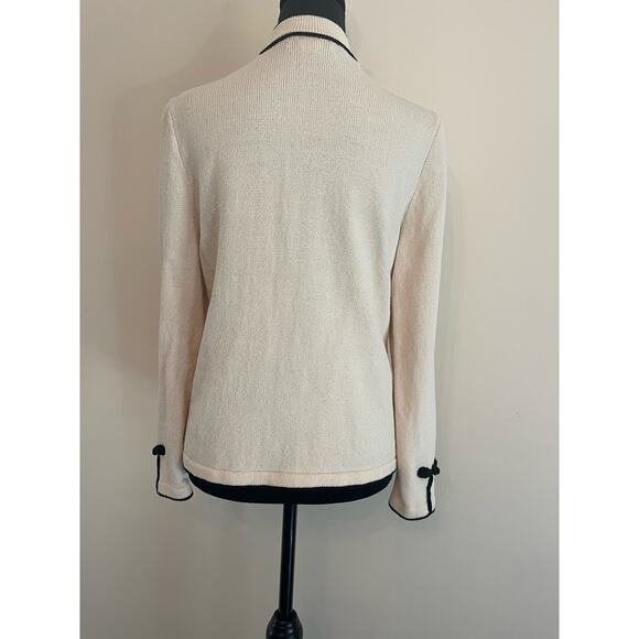 J.S.S knit wear button up Jacket small wool cream/ black vintage classic - Picture 3 of 15